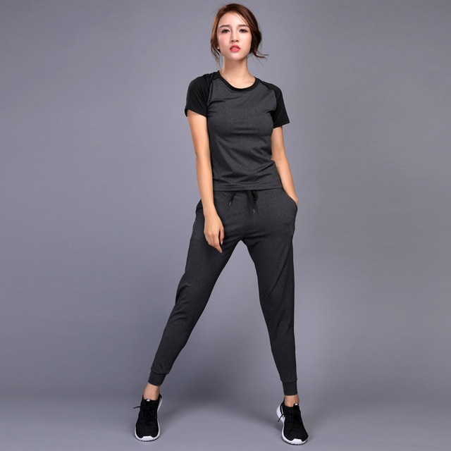 Women's sportswear Yoga Sets Jogging Clothes Gym Workout Fitness Training Yoga Sports T-Shirts+Pants Running Clothing Suit - Image 7